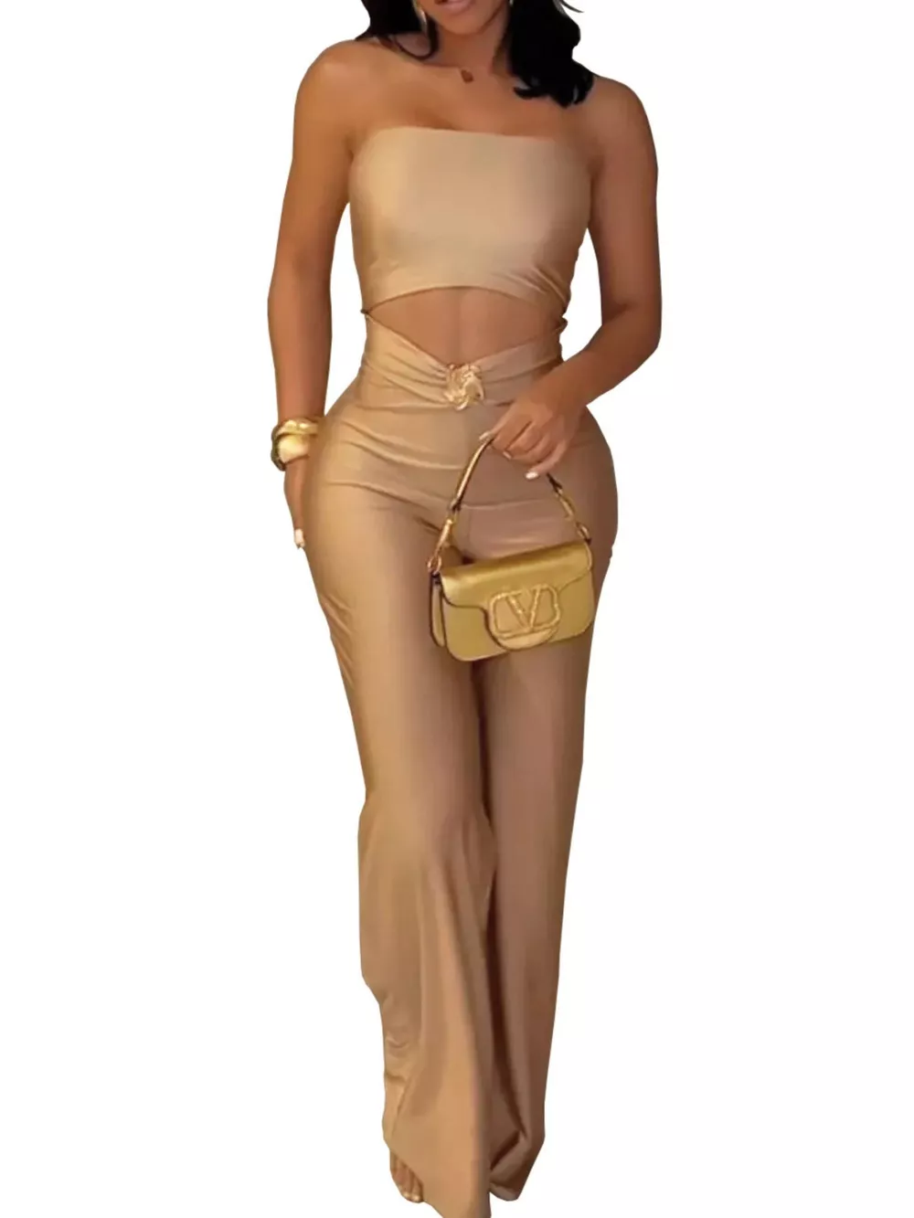 Strapless Cut-out Wide-Leg Jumpsuit, image 11