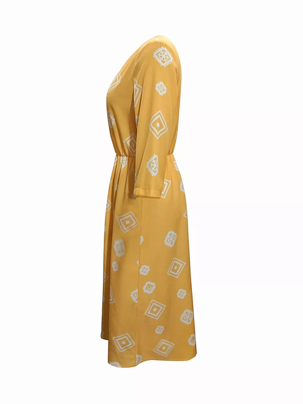 Notched 3/4 Sleeve Midi Dress, image 6