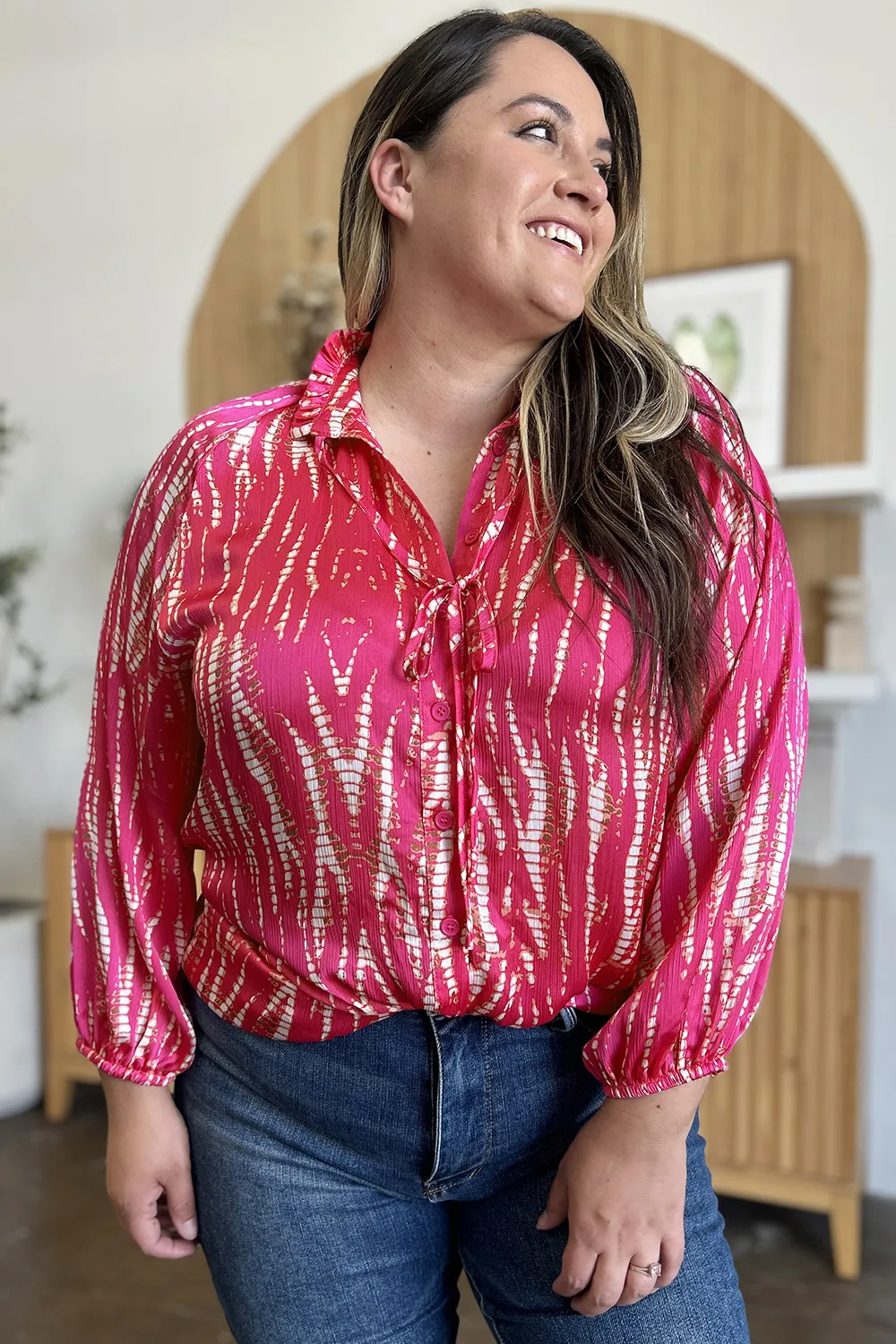 Full Size Printed Button Up Long Sleeve Shirt, image 8
