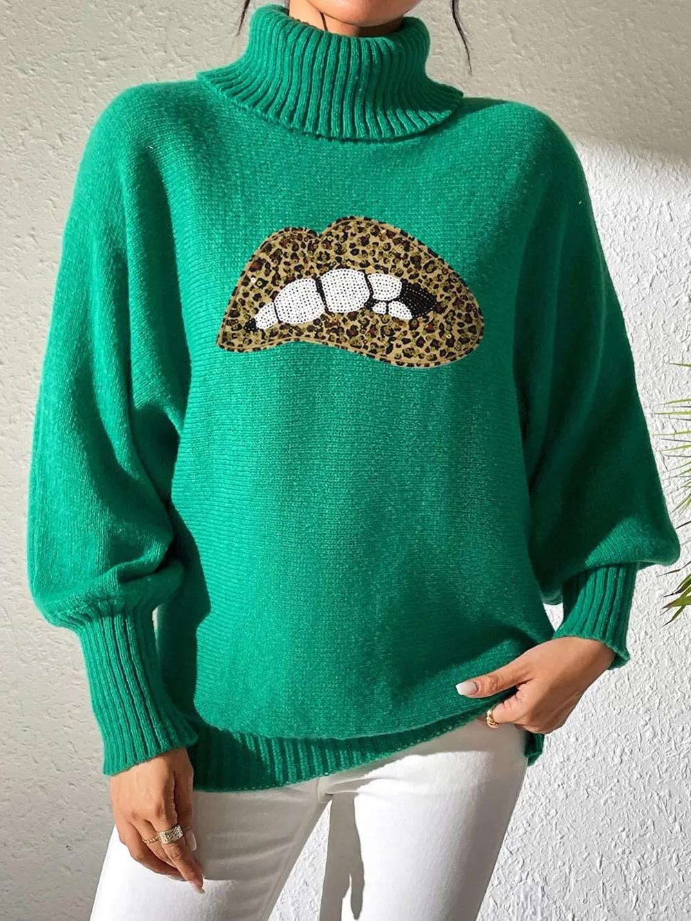 Lip Turtleneck Long Sleeve Sweater, image 7