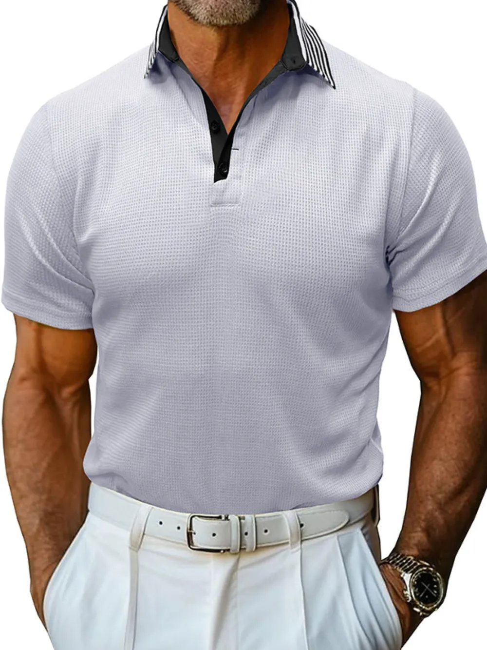 Men's Classic Textured Golf Polo Shirt, image 7