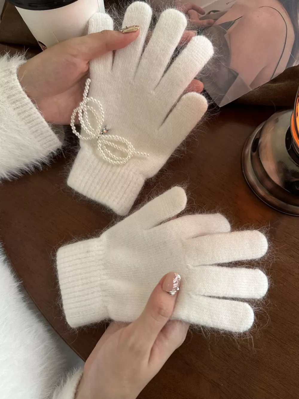 Pearl Embellished Knit Gloves, image 10