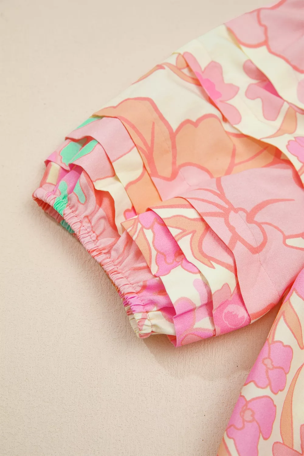 Floral Print Button Down Pintuck Short Sleeve Shirt, image 5