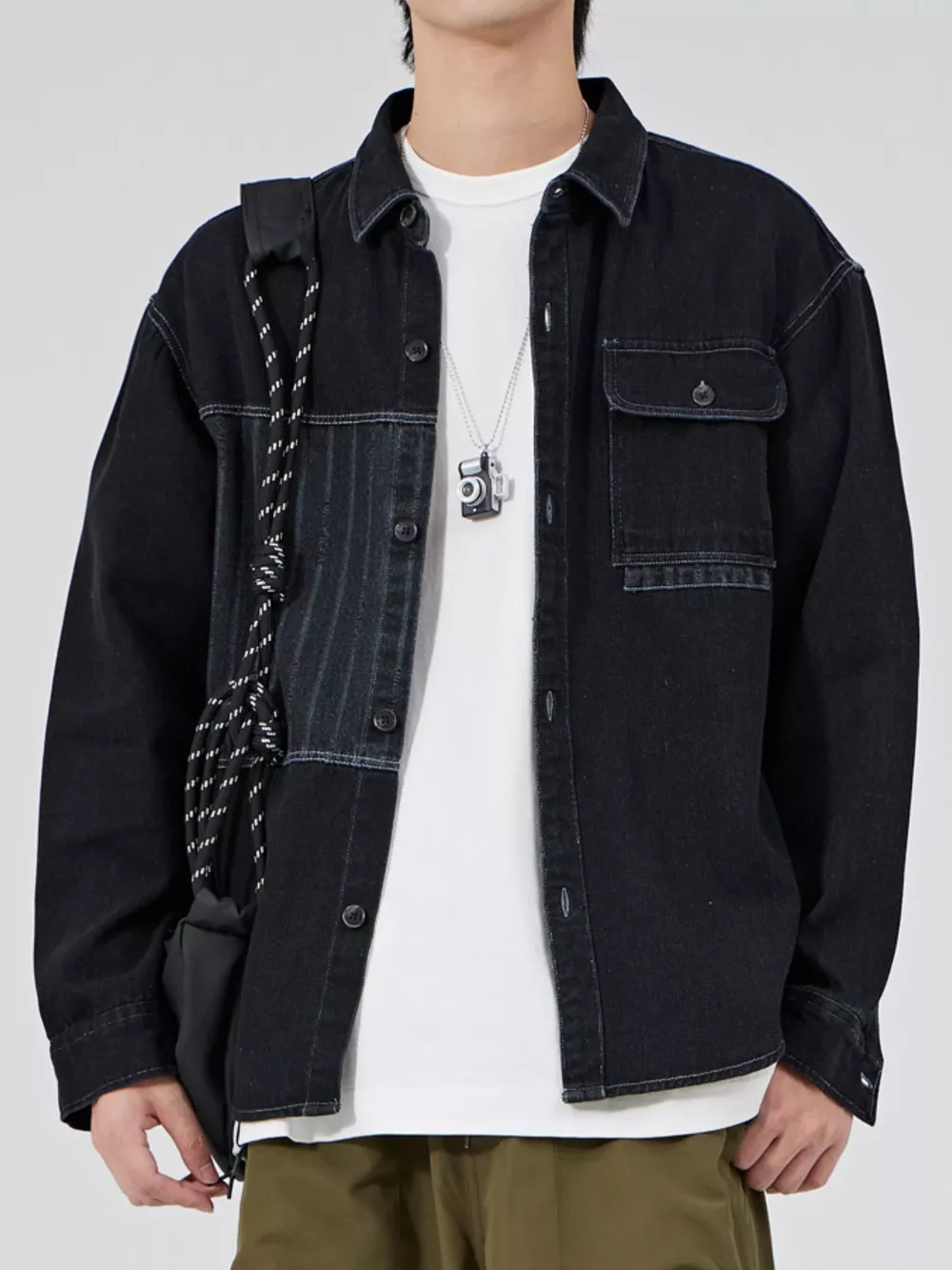 Men's Plus Size Button Up Casual Denim Shirt, image 4