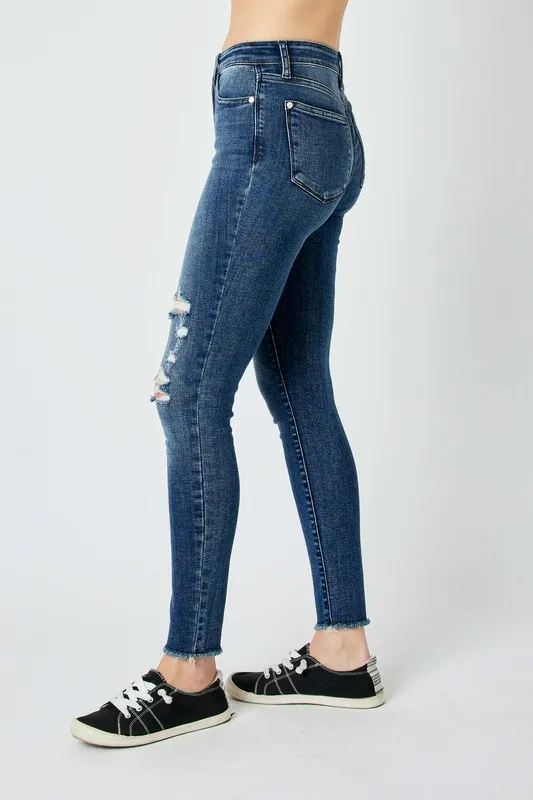 Full Size High Waist Distressed Skinny Jeans, image 5