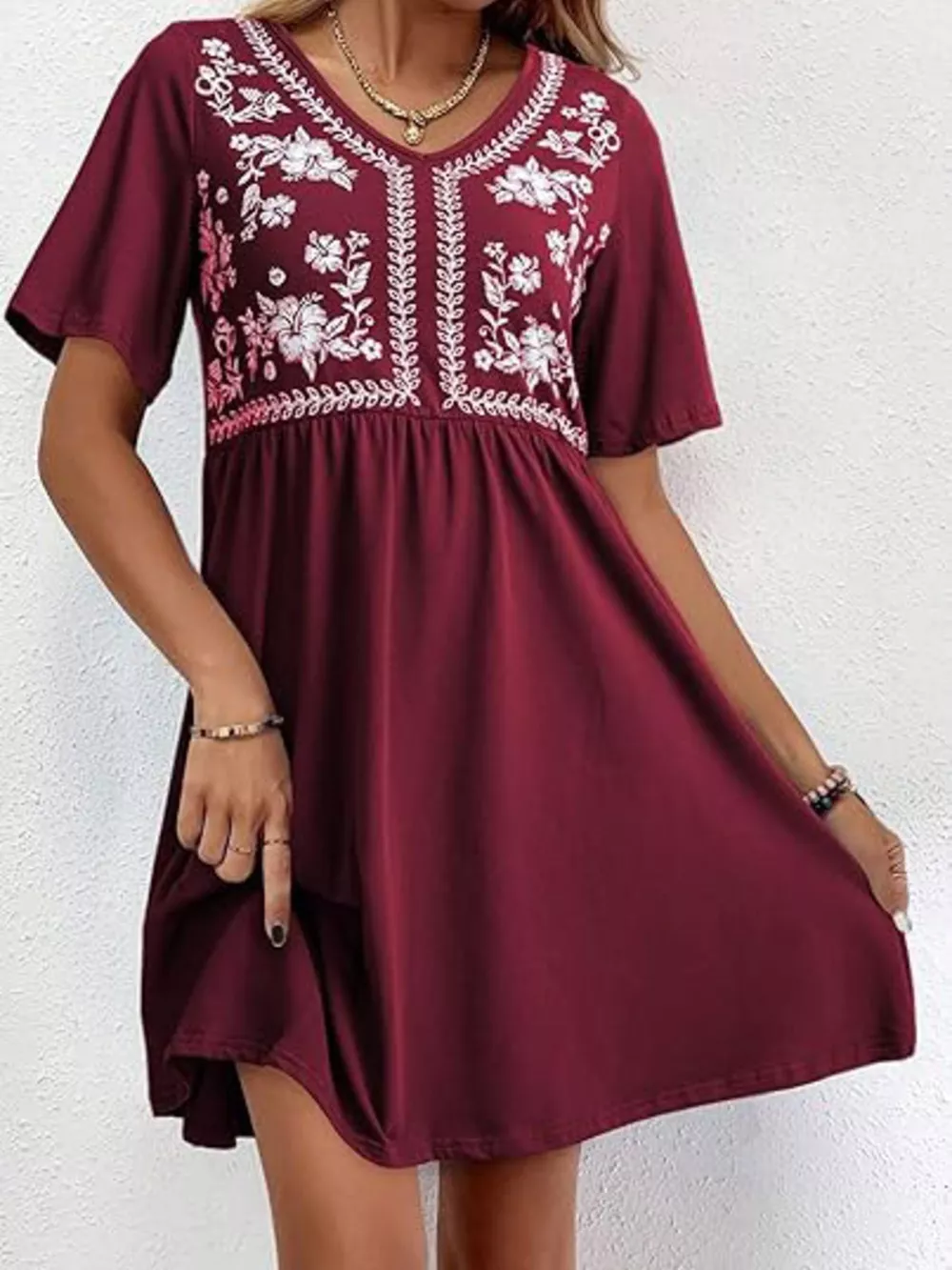 Floral V-Neck Mini Dress, image 11