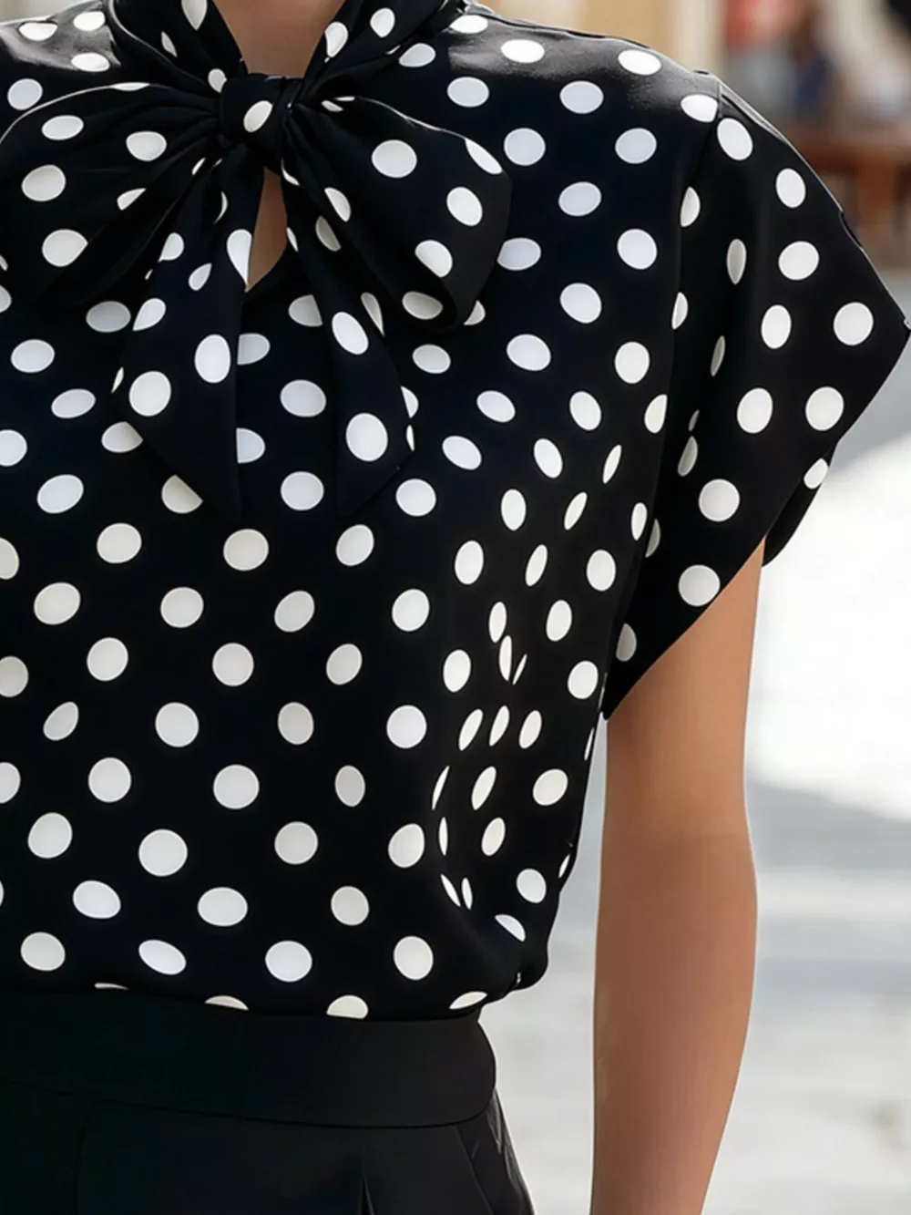 Polka Dot Tie Neck Blouse, image 9
