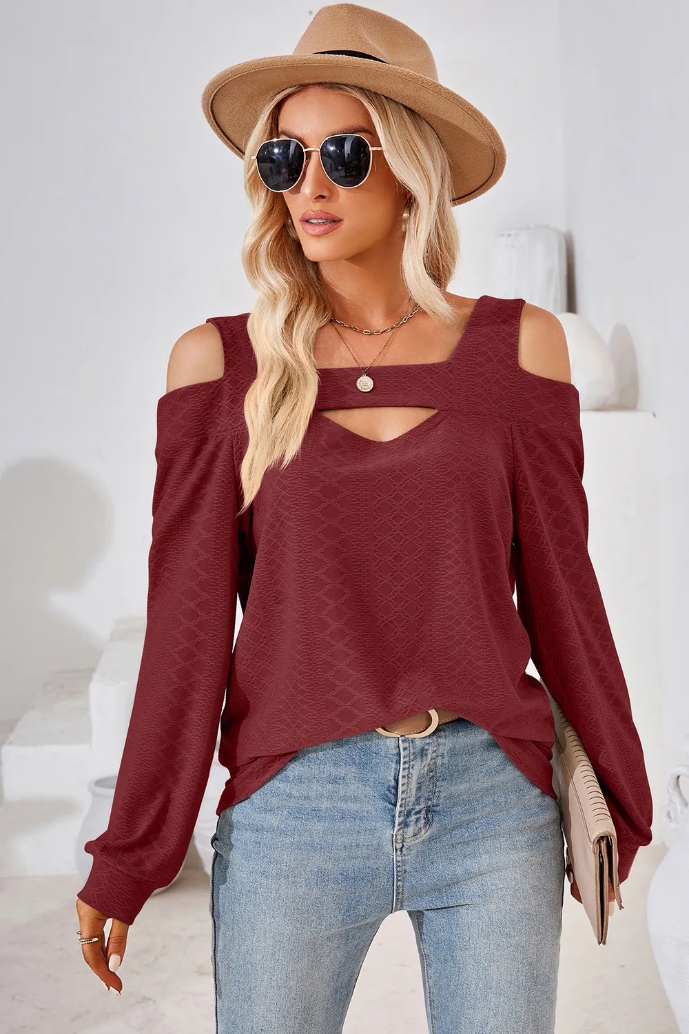 Cutout Square Neck Cold Shoulder T-Shirt, image 13