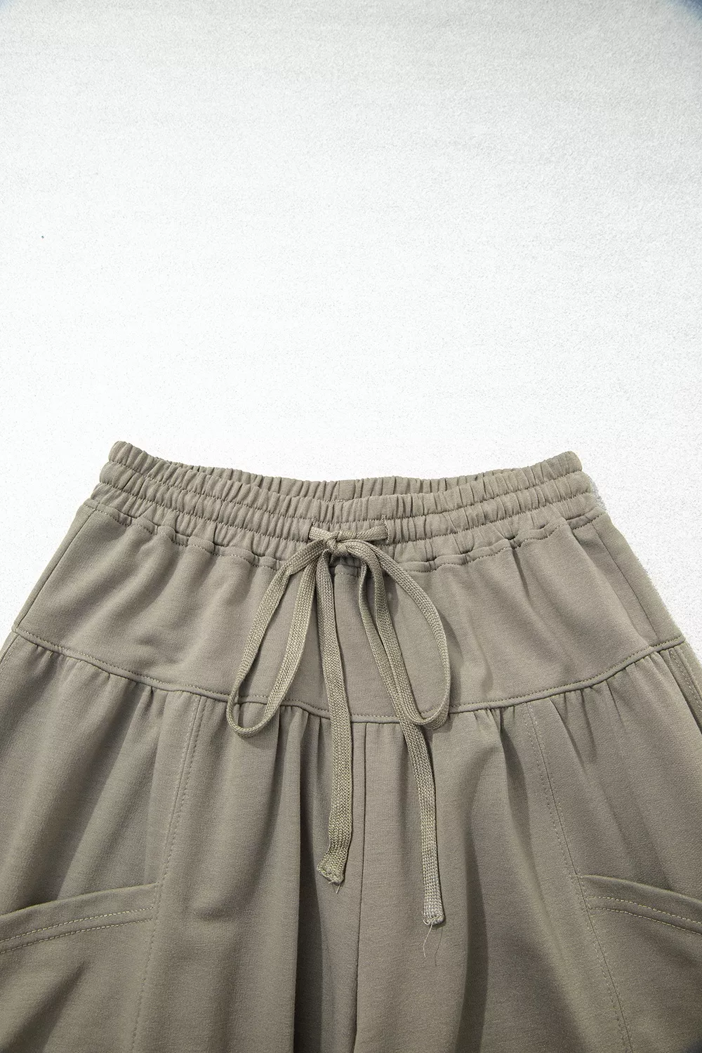 Elastic Waist Drawstring Wide Leg Full Length Pants, image 6