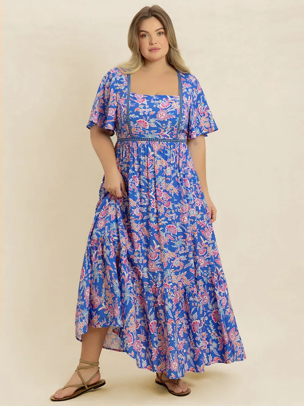 Plus Size Ruched Printed Short Sleeve Dress, image 7