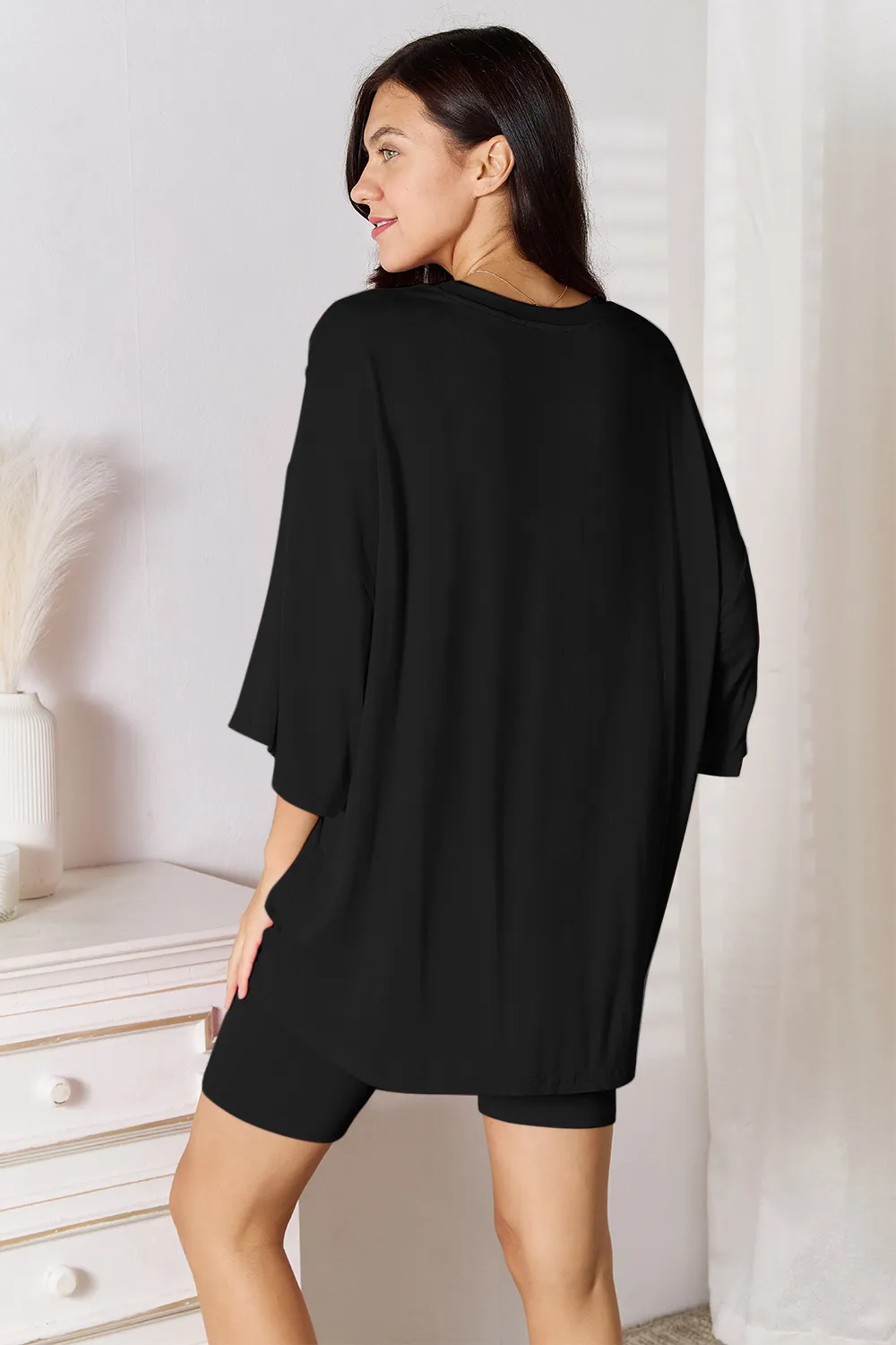 Bamboo Full Size Round Neck Drop Shoulder T-Shirt and Shorts Set, image 13