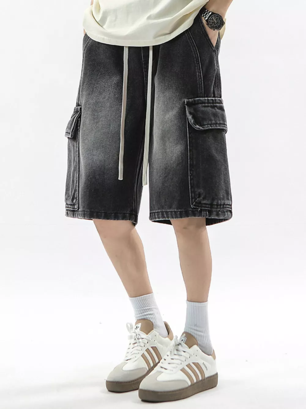 Men's Full Size Wash Drawstring Cargo Shorts Plus Size, image 10