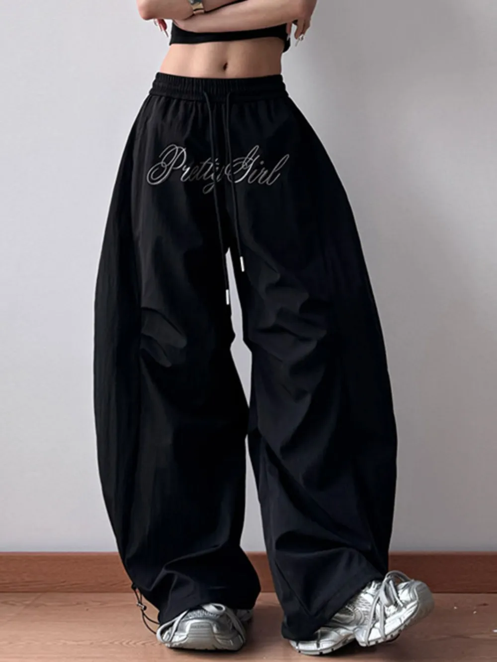 Drawstring Oversized Wide Leg Casual Pants, image 9