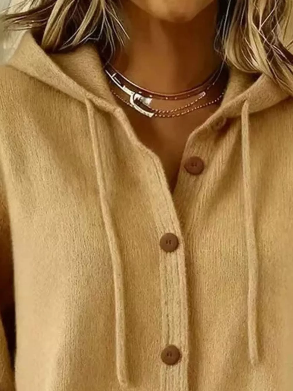Full Size Hooded Button-Down Knit Cardigan Plus Size, image 12