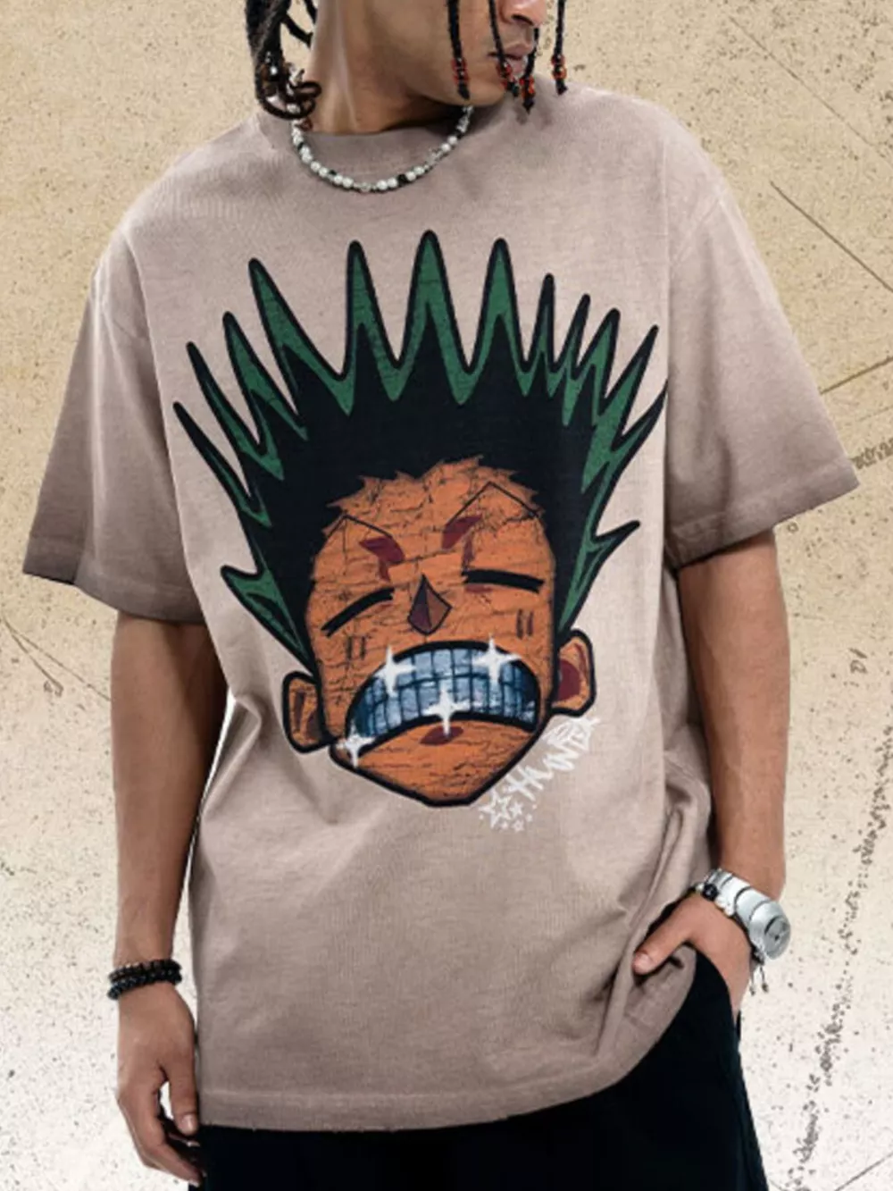 Men's Graphic Round Neck Oversized T-Shirt, image 2