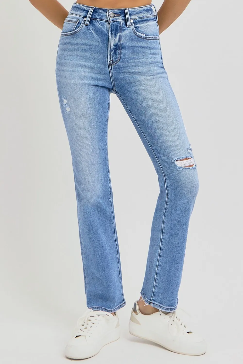 Full Size Distressed High-Rise Ankle Straight Jeans, image 7