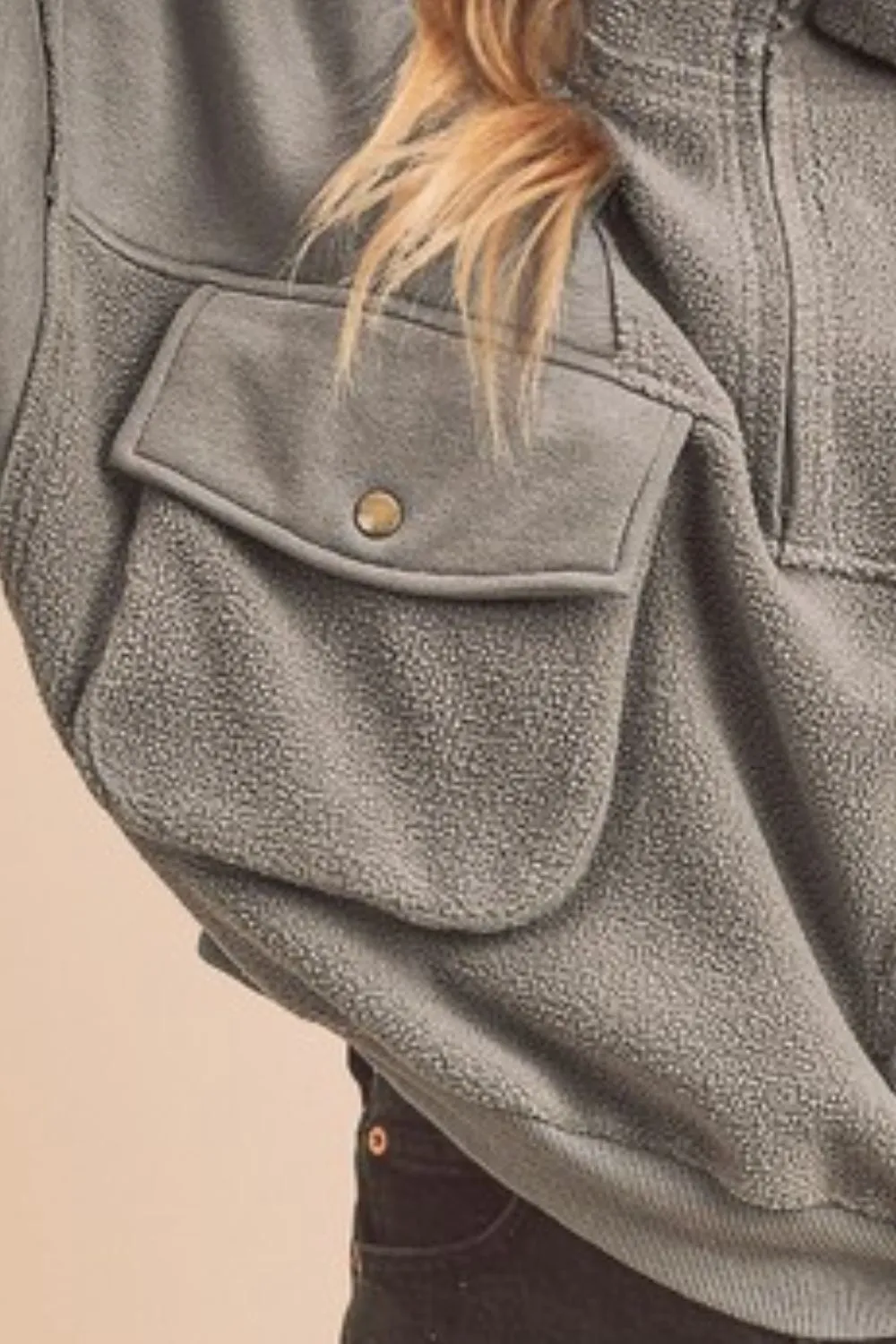 Exposed Seam Half Zip Sweatshirt with Pockets, image 3