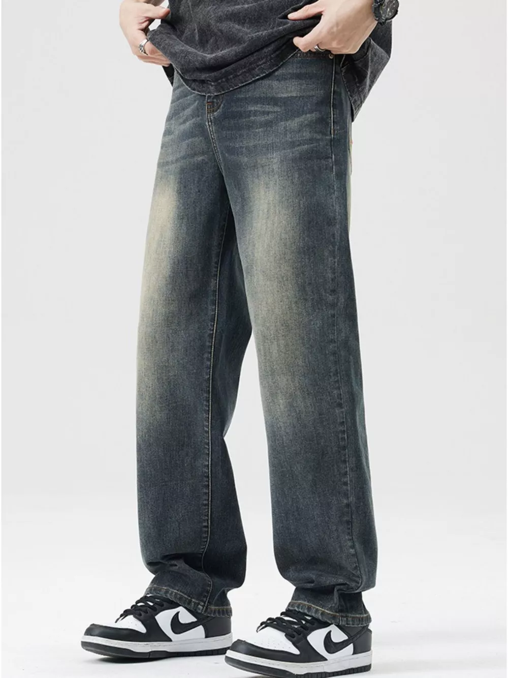 Men's Wash Loose Fit Jeans, image 3