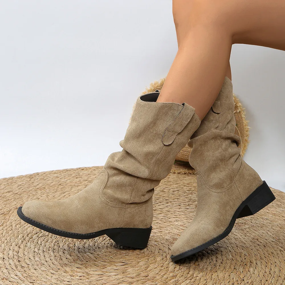 Pleated Pull-On Western Cowboy Boots, image 5