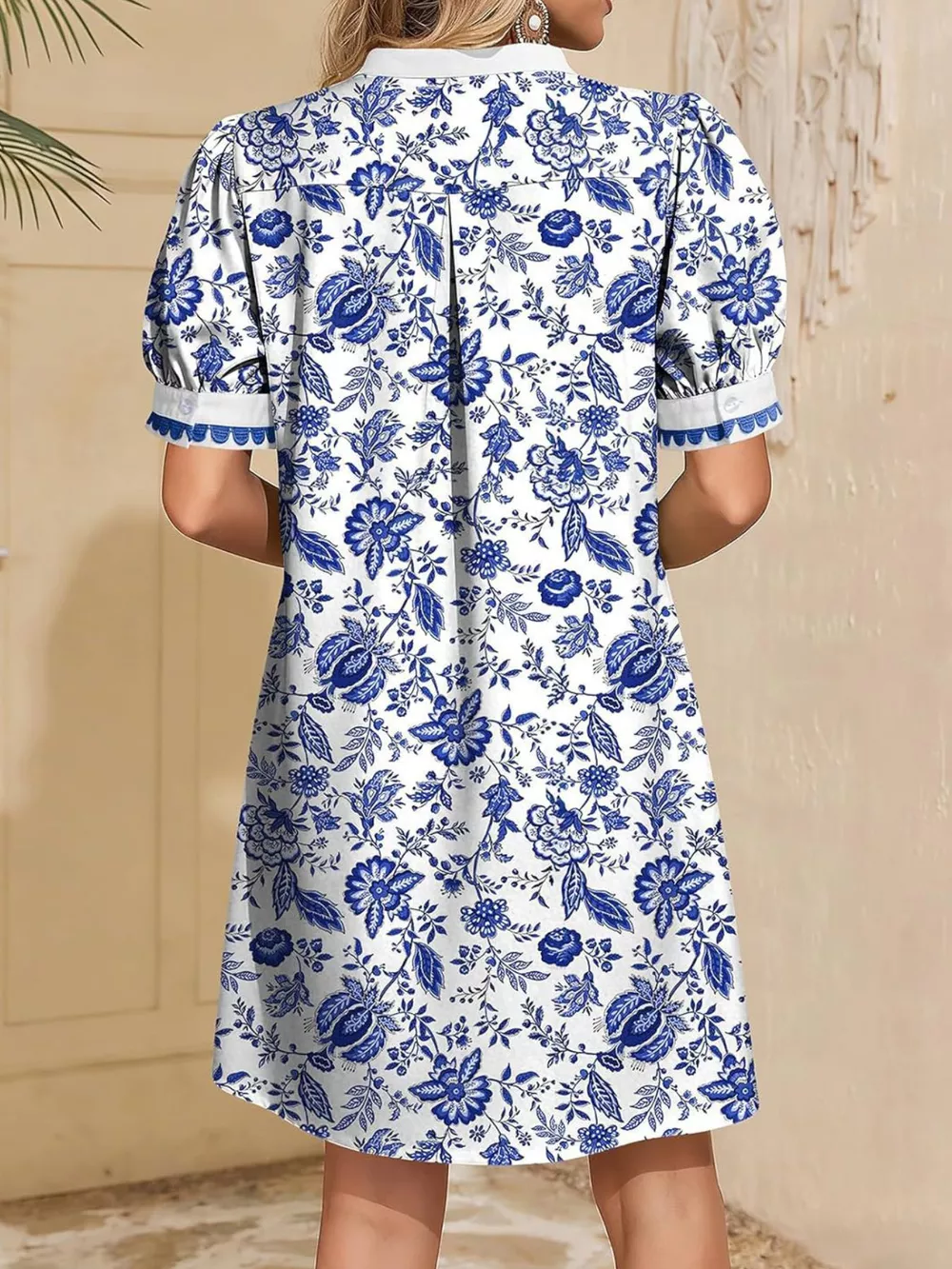 Notched Puff Sleeve Mini Dress, image 8