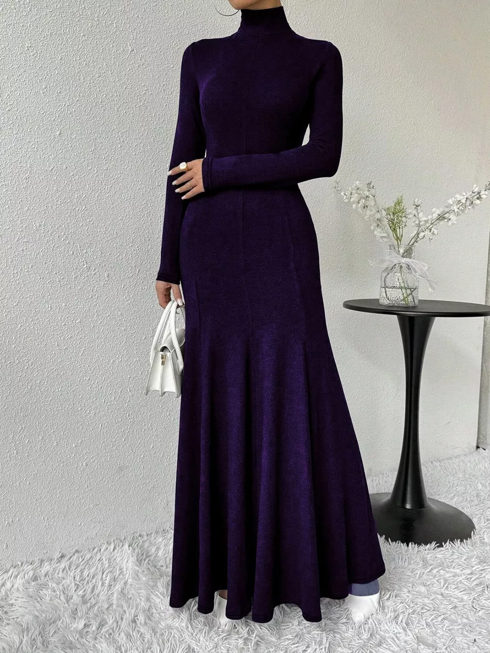 Turtleneck Long Sleeve Maxi Mermaid Dress, image 23