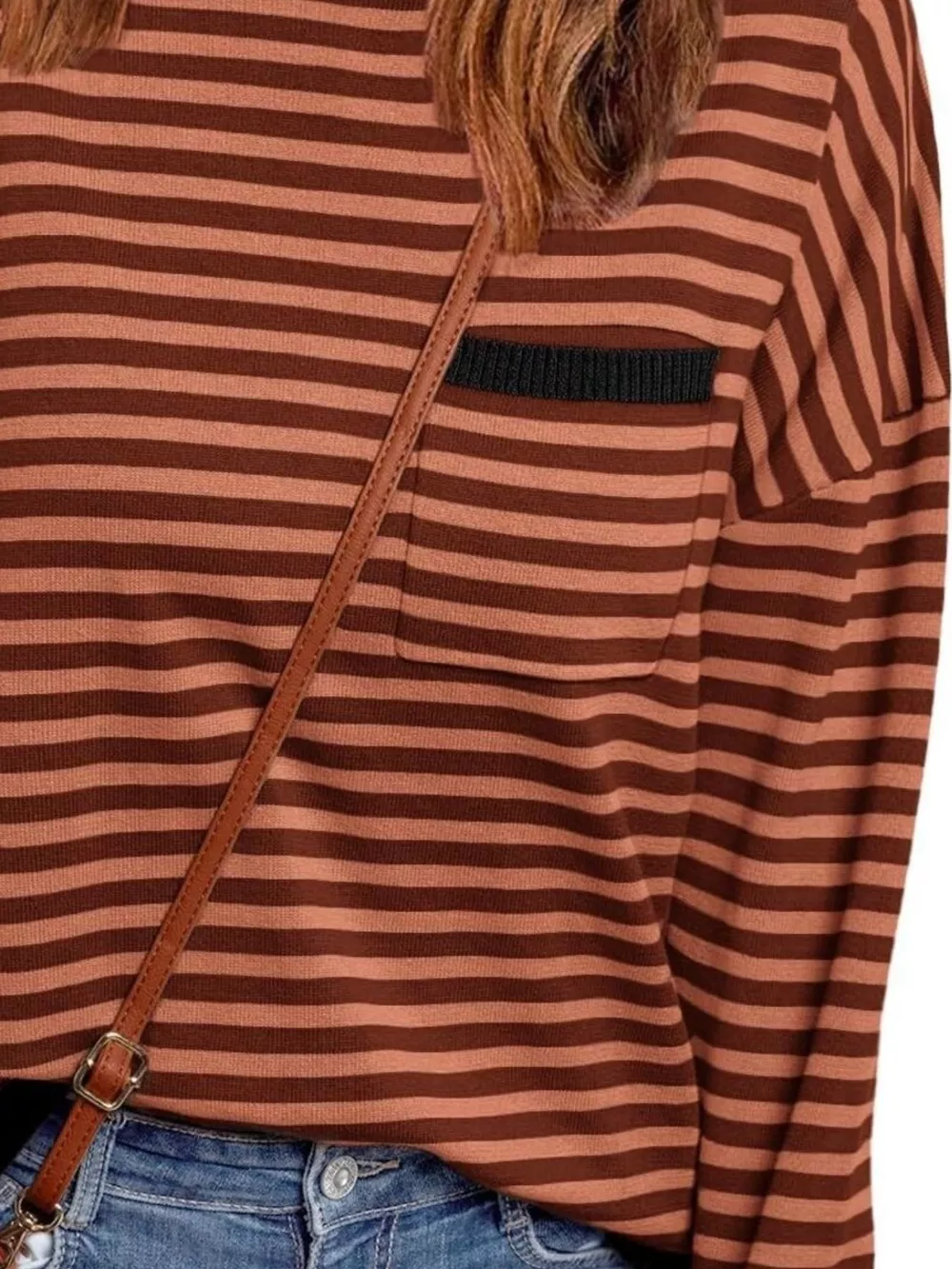Striped Round Neck Long Sleeve Knit Top, image 6