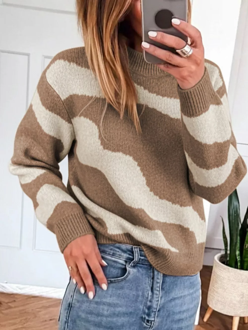 Contrast Long Sleeve Sweater, image 4