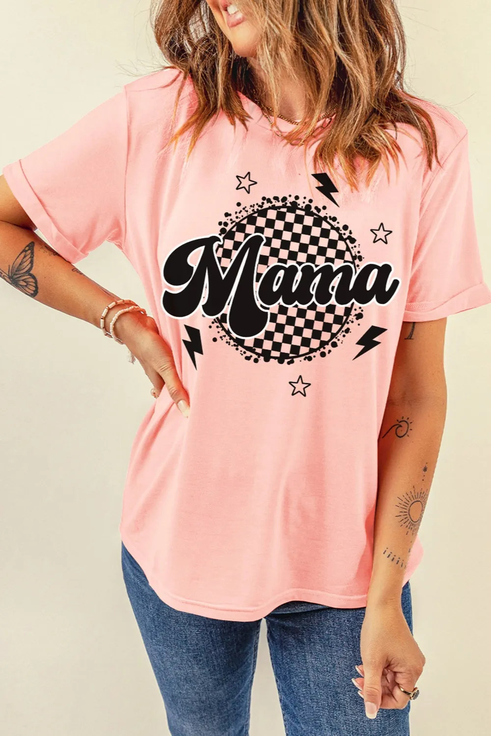 MAMA Round Neck Short Sleeve T-Shirt, image 3