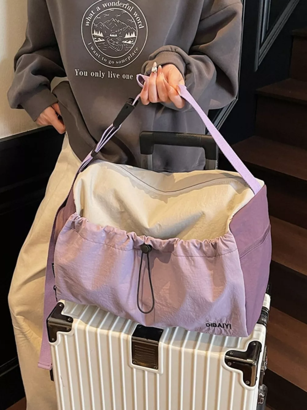 Lightweight Drawstring Closure Travel Bag, image 3