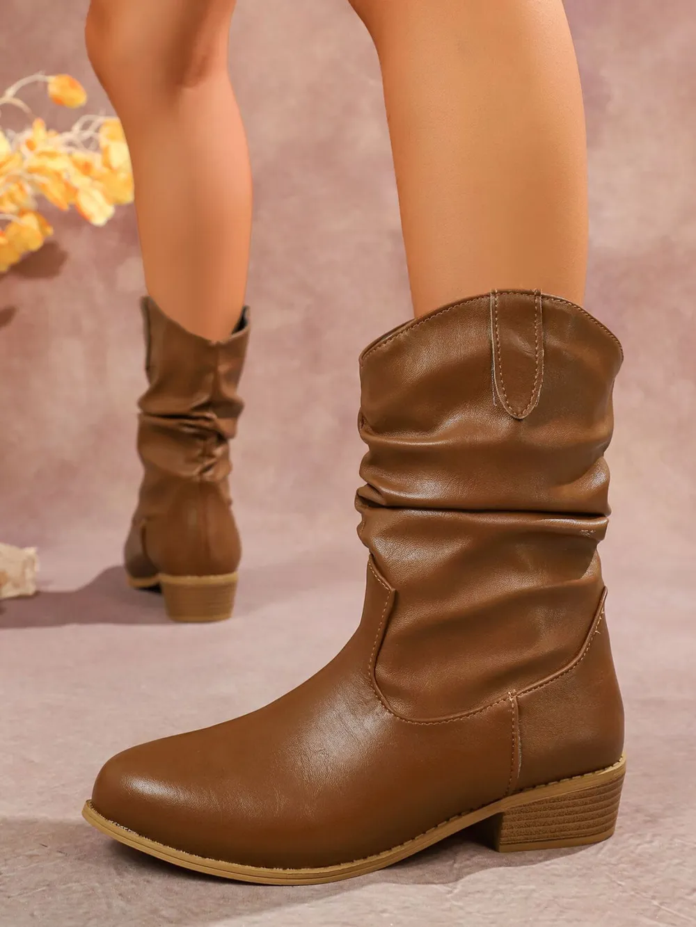 Mid-Calf Western Boots with Block Heels, image 7