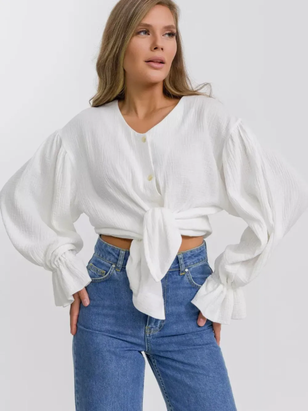 Button Up Flounce Sleeve Shirt, image 10