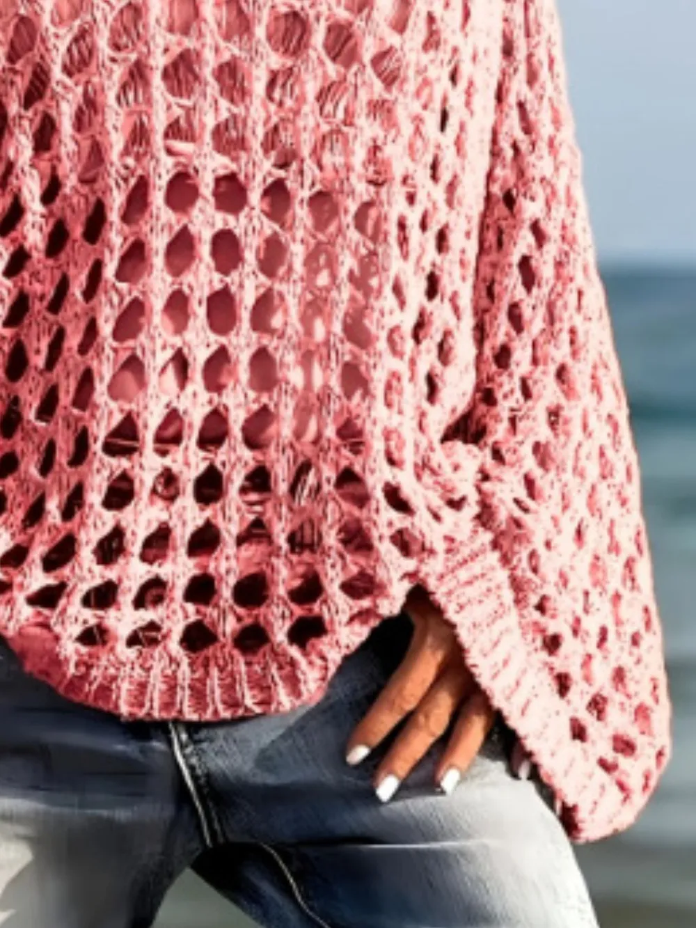 Crochet Long Sleeve Knit Cover Up, image 9