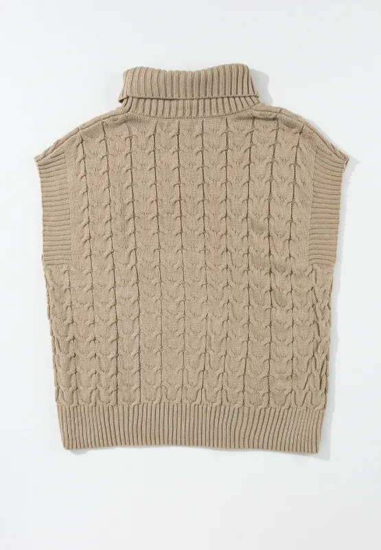 Cable Knit Turtleneck Short Sleeve Sweater, image 14