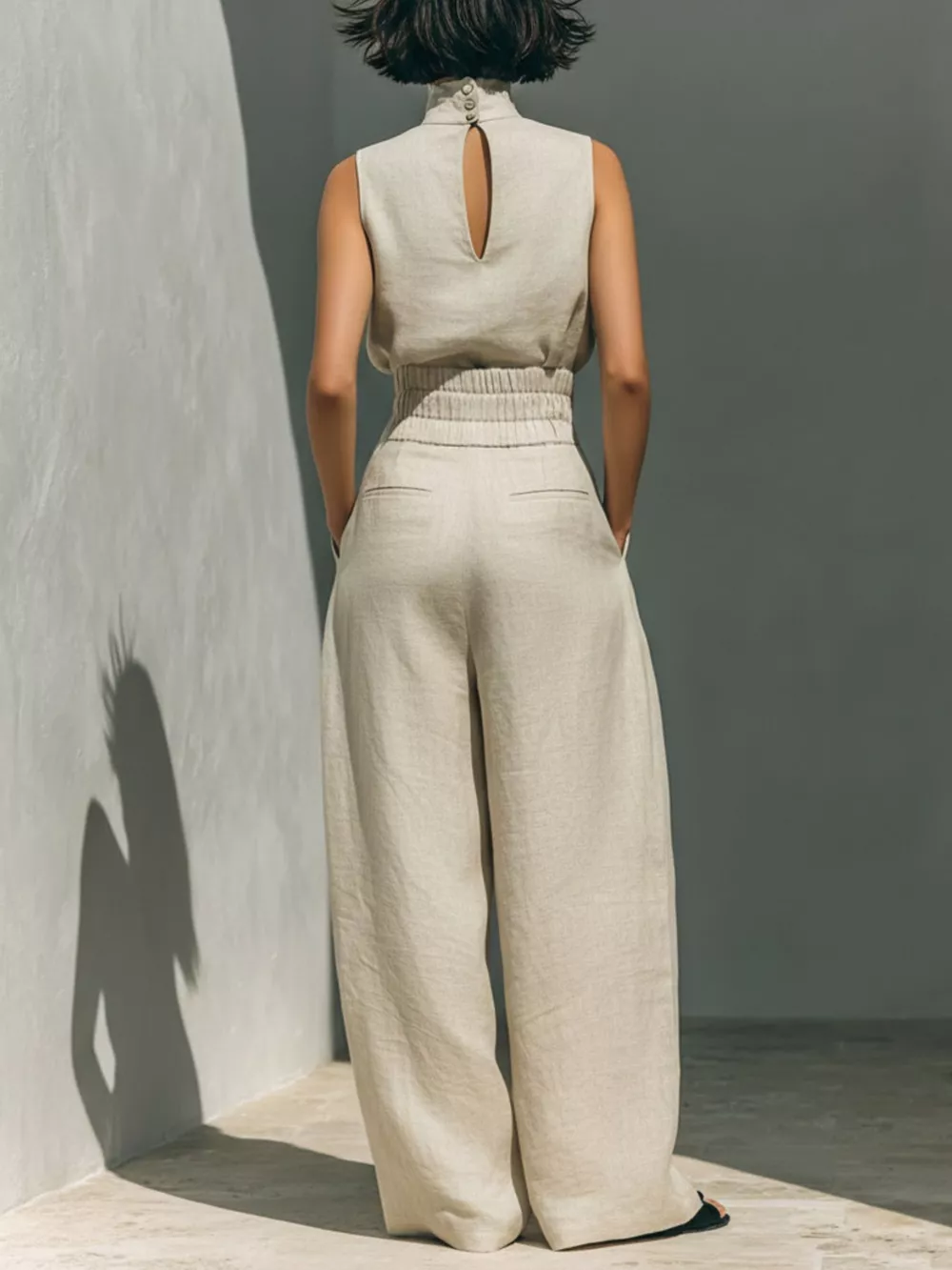 Turtleneck Sleeveless Top and Pants Set, image 2