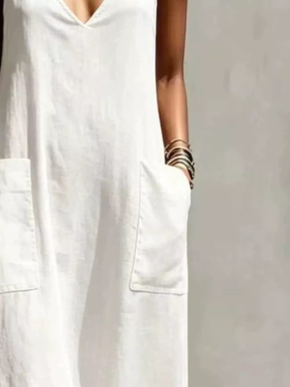 Full Size Fringe Spaghetti Strap V-Neck Dress Plus Size, image 6