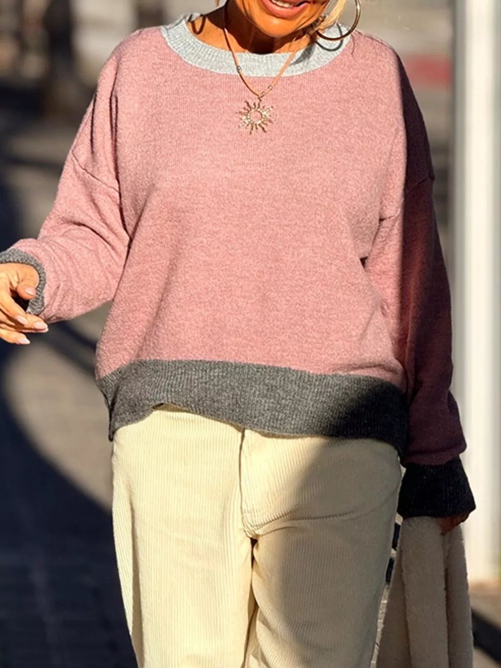 Contrast Trim Crew Neck Sweater, image 13