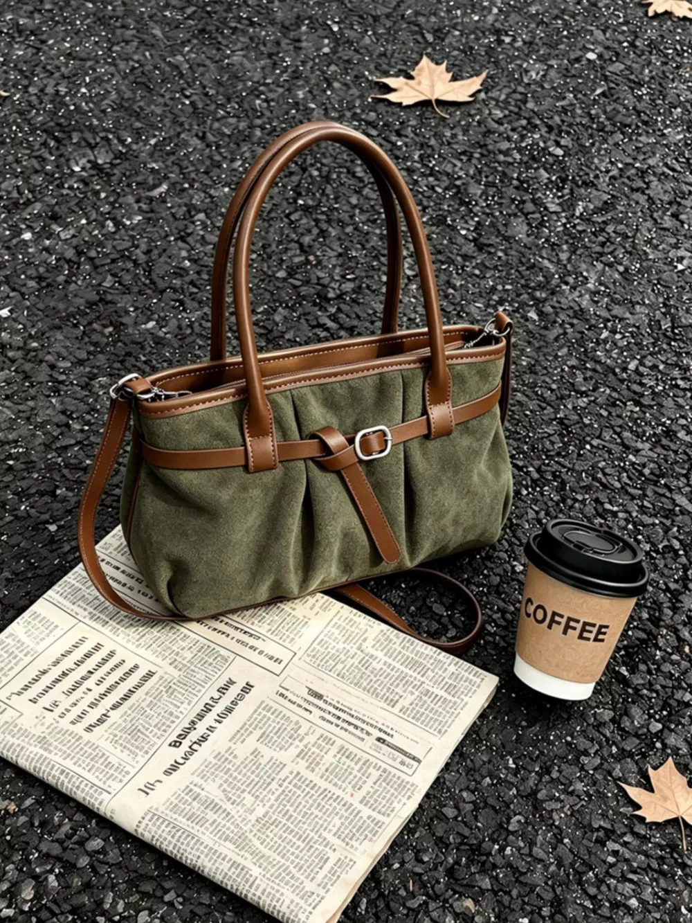 Vintage Ruched Crossbody Bag