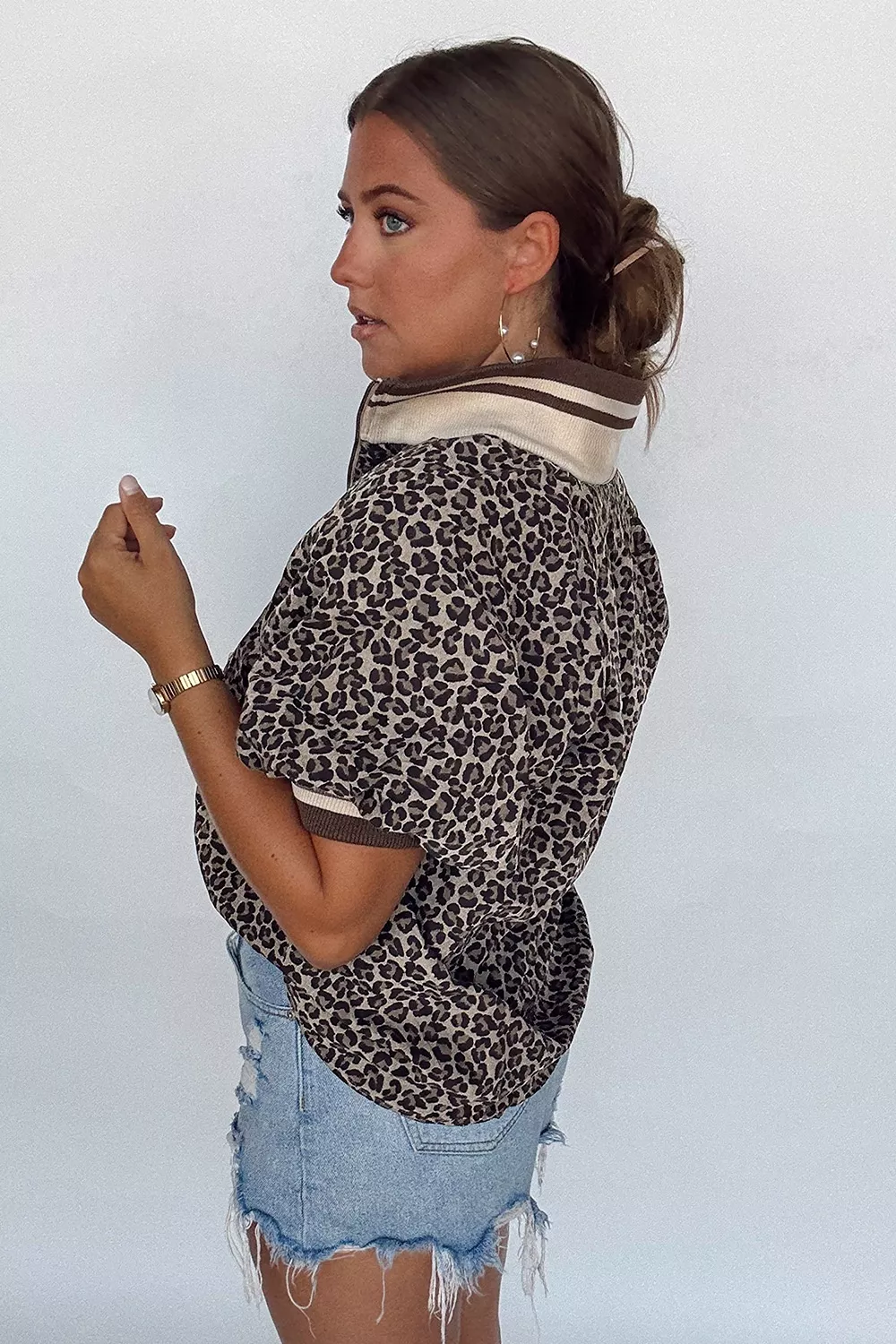 Leopard Half Zip Blouse, image 5