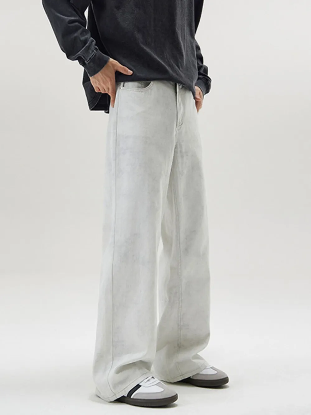 Men's Full Size Washed Wide Leg Pants Plus Size, image 3