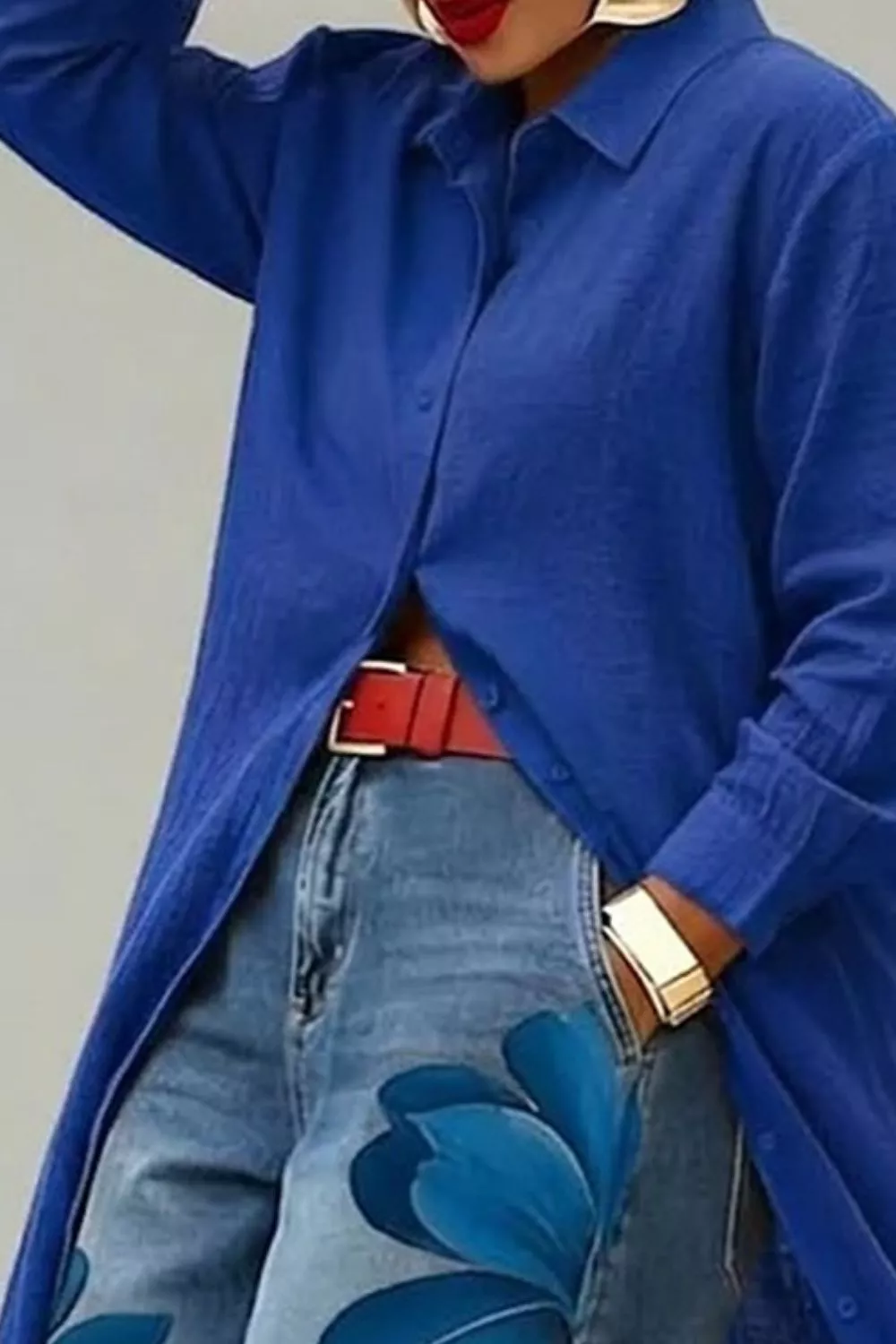 Button Up Long Sleeve Longline Shirt, image 9