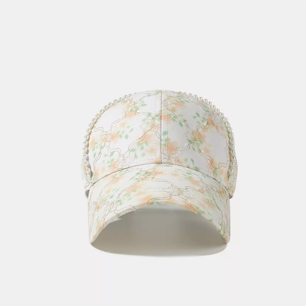 Floral Pearl Detail Baseball Cap, image 2