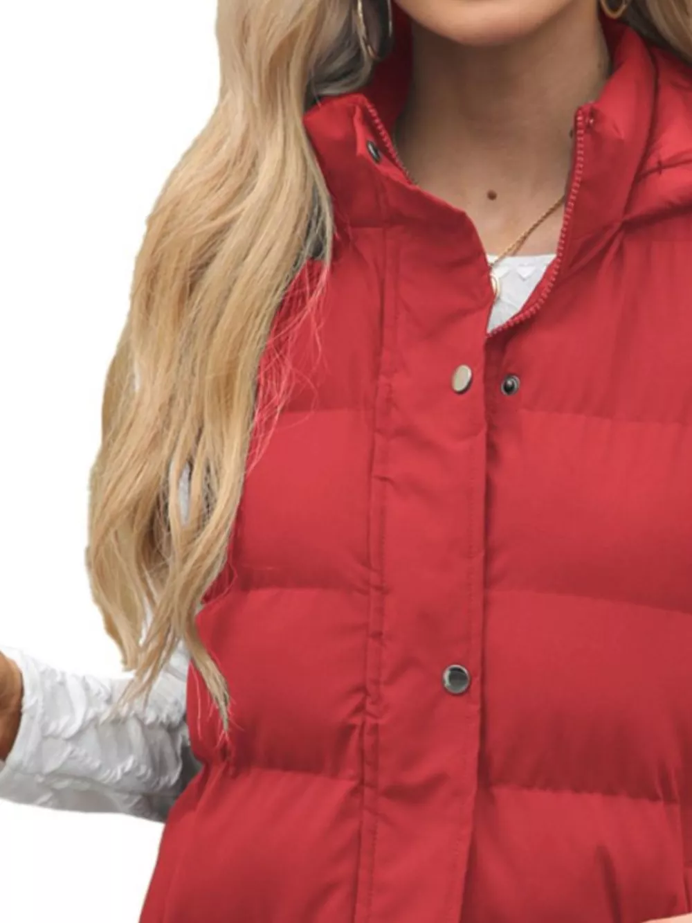 Full Size Snap Down Hooded Padded Longline Vest Coat Plus Size, image 9