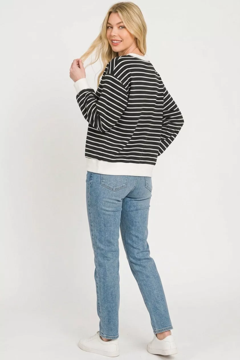 Striped Rib Banded Sweatshirt, image 3