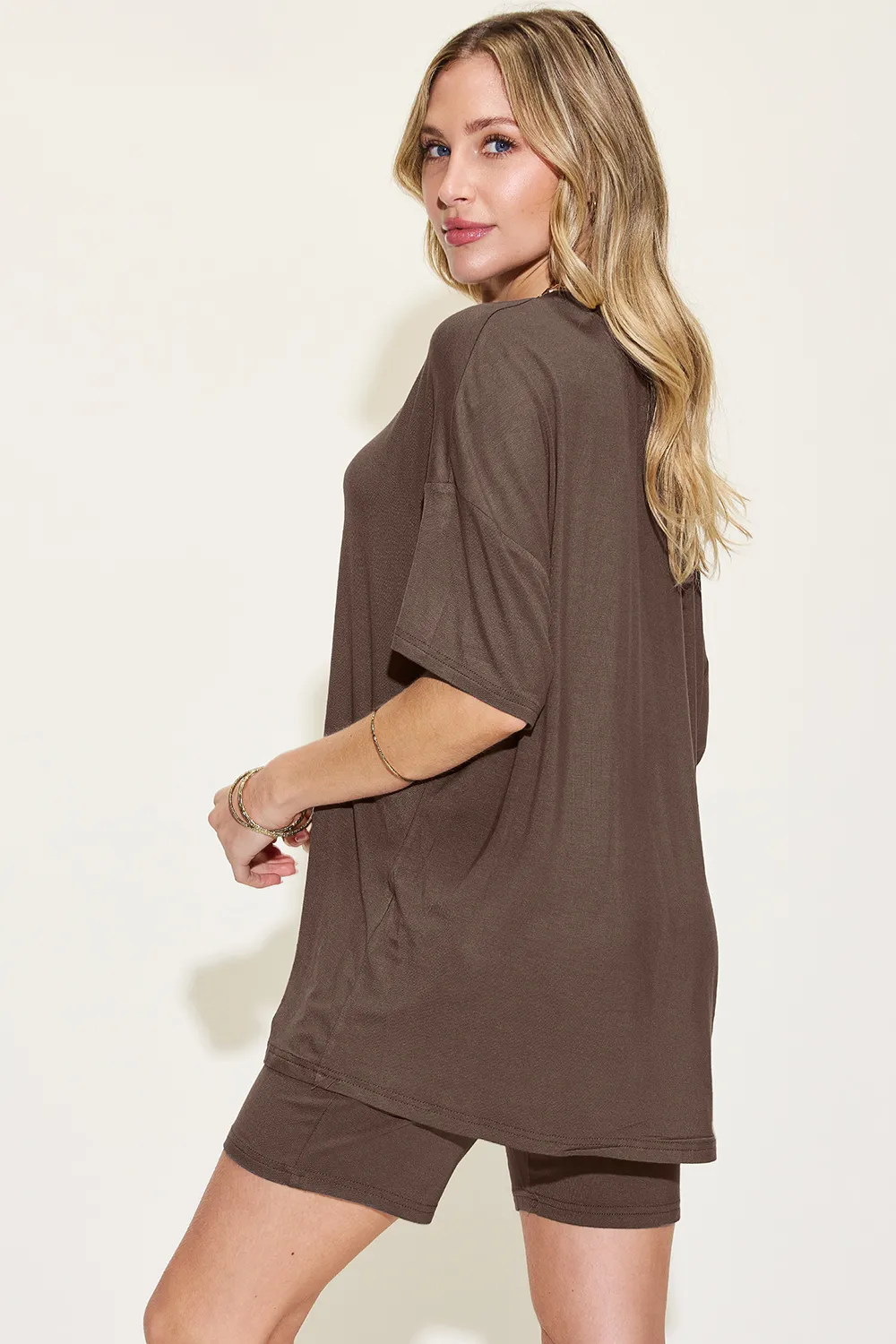 Full Size V-Neck Drop Shoulder T-Shirt and Shorts Set, image 27