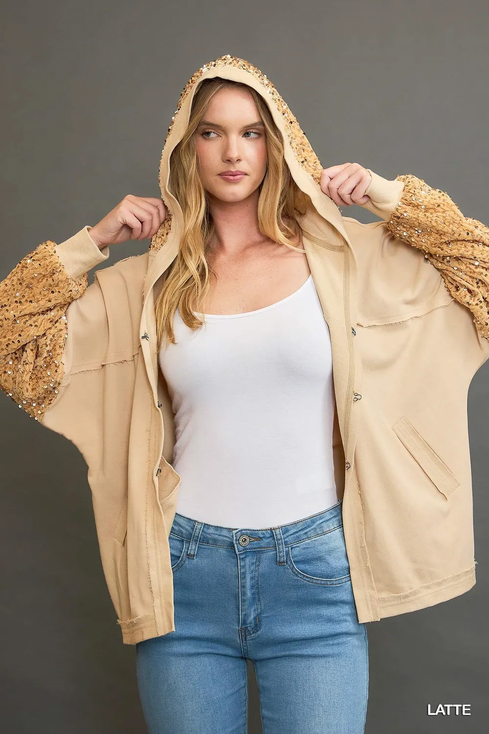 Sequined French Terry Jacket