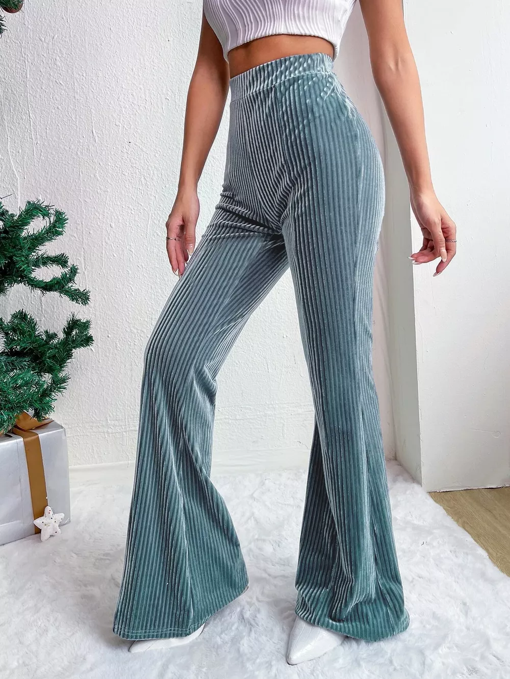 Corduroy High Waist Flare Pants, image 20