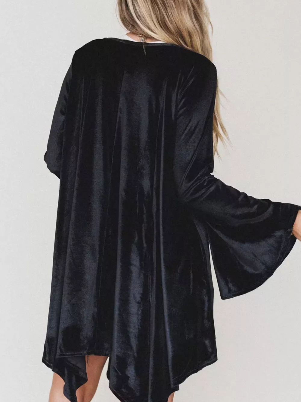 V-Neck Velvet Swing Asymmetrical Dress with Pockets, image 8