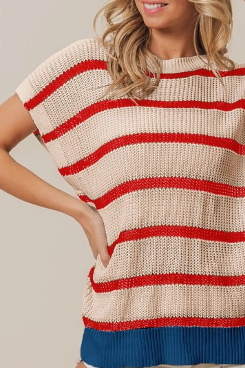 Fourth Of July Stripe Drop Shoulder Sweater, image 3