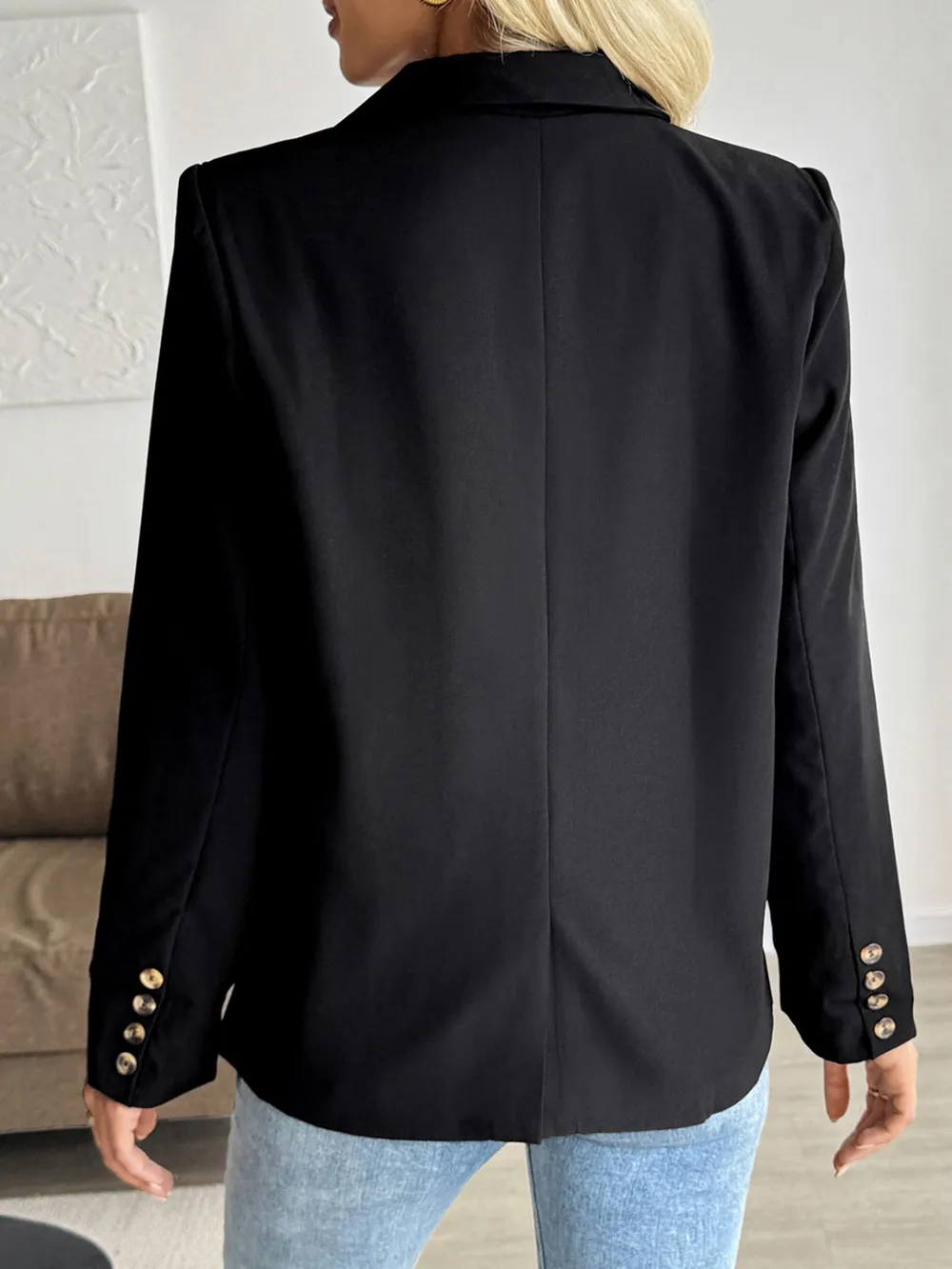 Lapel Collar Long Sleeve Blazer, image 6