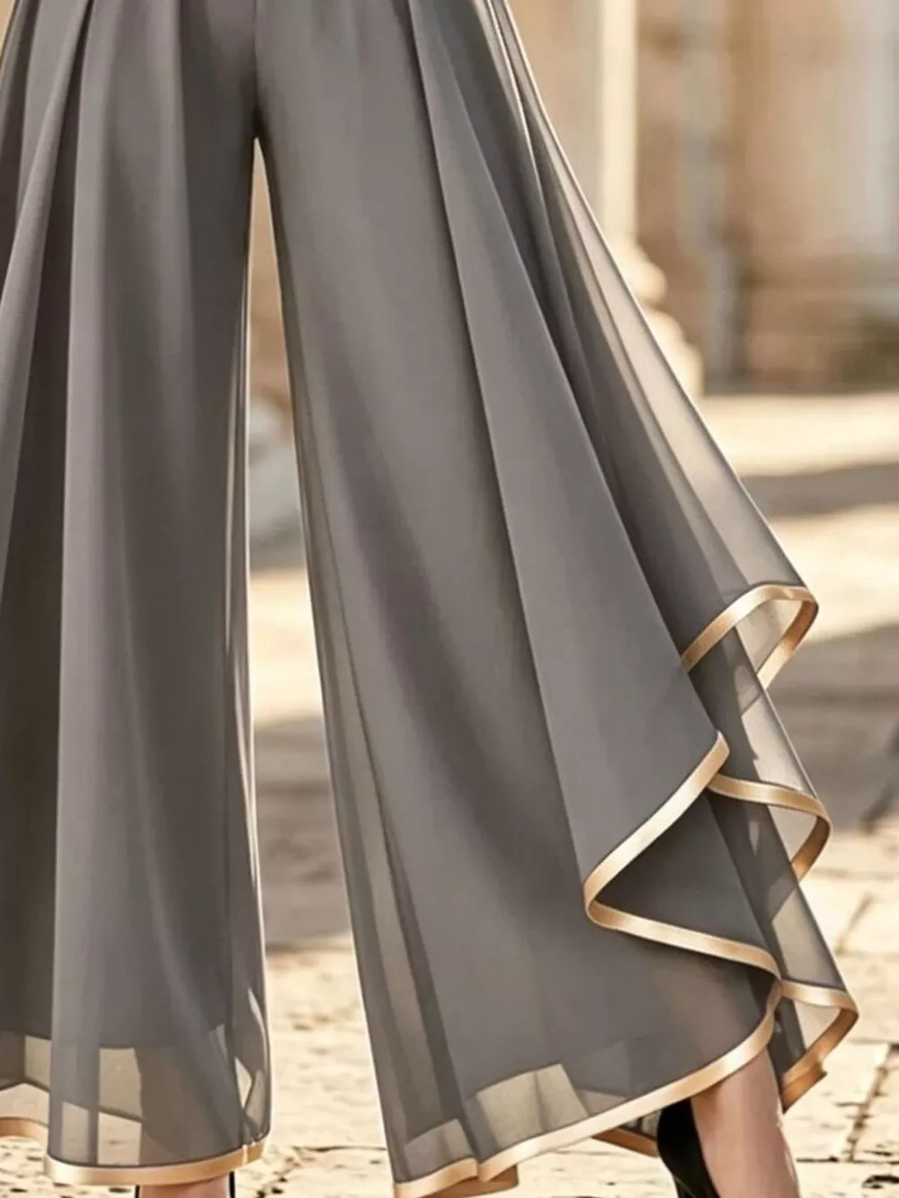 Full Size High-Waisted Chiffon Wide-Leg Pants Plus Size, image 8